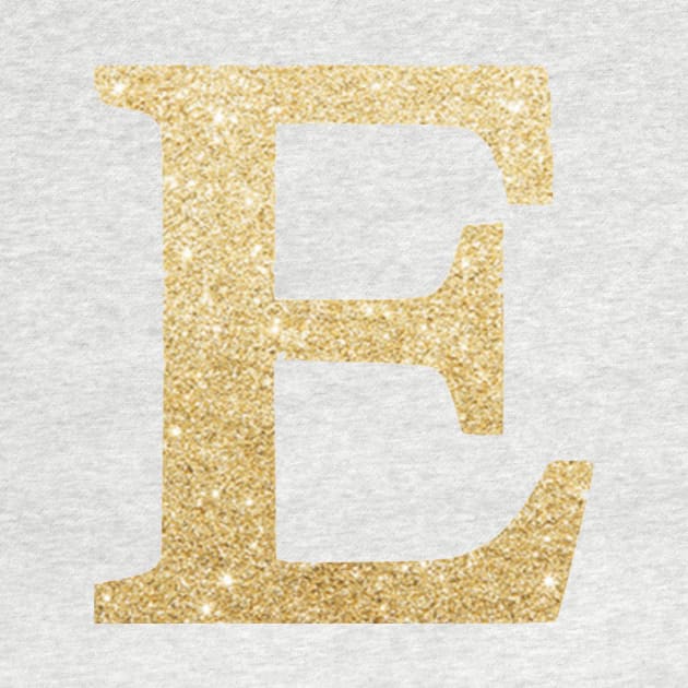 The Letter E Metallic Gold Sparkle by Claireandrewss